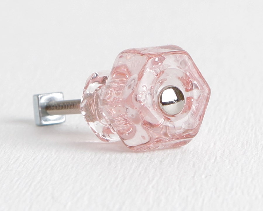 Pink Glass Knobs or Drawer Knobs Cottage Knobs Etsy