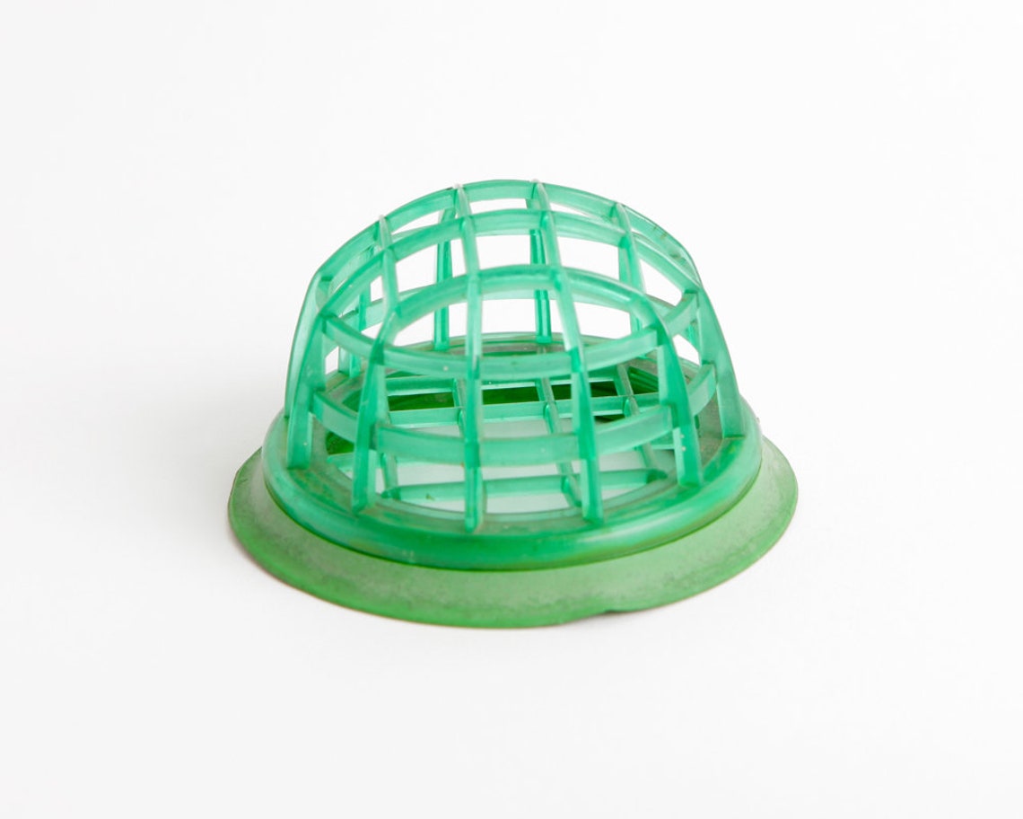 Vintage Round Green Plastic Flower Frog with Suction Cup Etsy