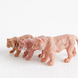 Vintage Lot von 5 Miniatur Spielzeug Tigers