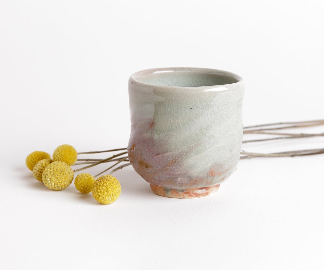 Vintage Handmade Pottery Handleless Cup Free Shape With Glaze Etsy