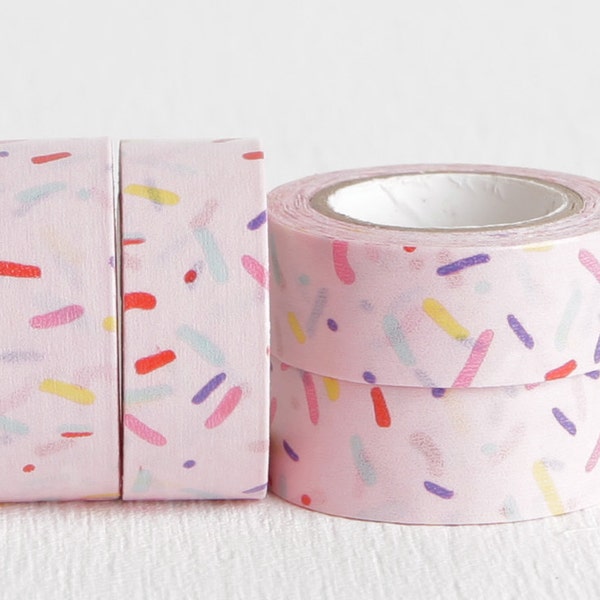 Pink Sprinkles Party Washi Tape, DIY Birthday Invitations Planners Daybooks Agendas 15mm x 10m