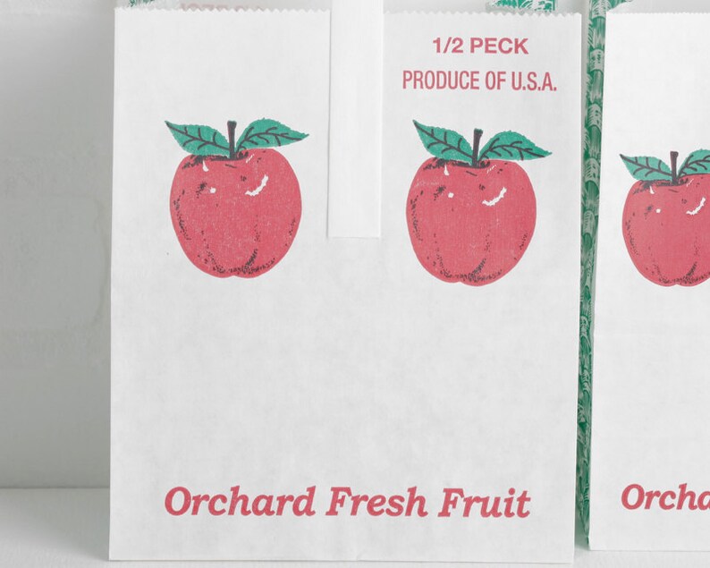 10 Genuine Orchard Fruit Bags Paper Apple Bags with Handles Etsy