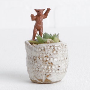 Vintage Brown Plastic Tiny Bear for Terrarium Figurine Accessories