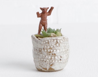 Vintage Brown Plastic Tiny Bear for Terrarium Figurine Accessories