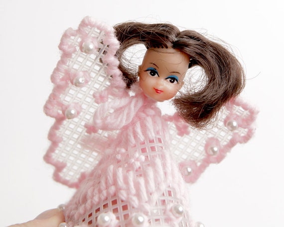 Vintage Small Angel Christmas Tree Topper In Pink With Etsy