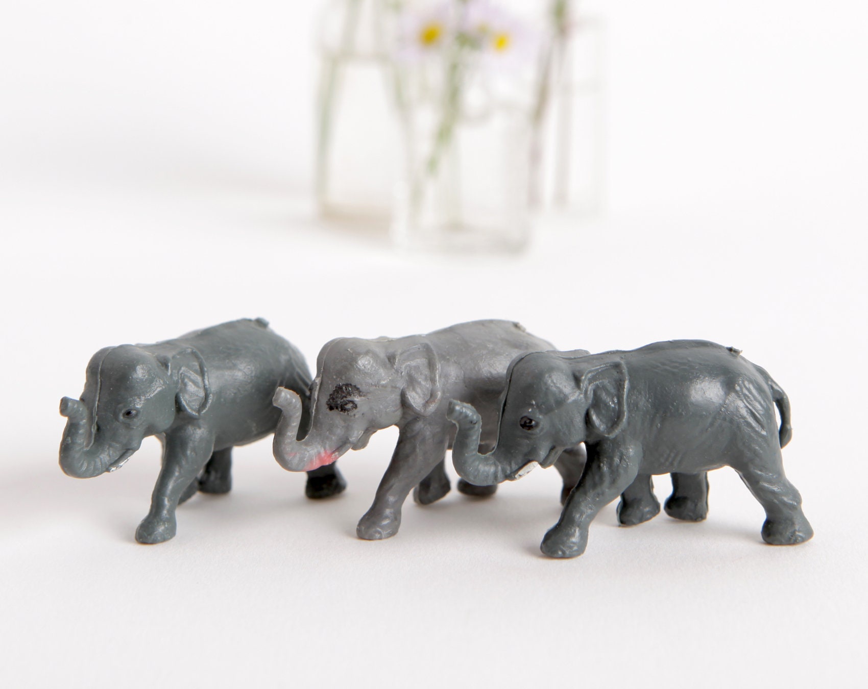Vintage Miniature Elephant Lot Plastic Miniature Terrarium Etsy
