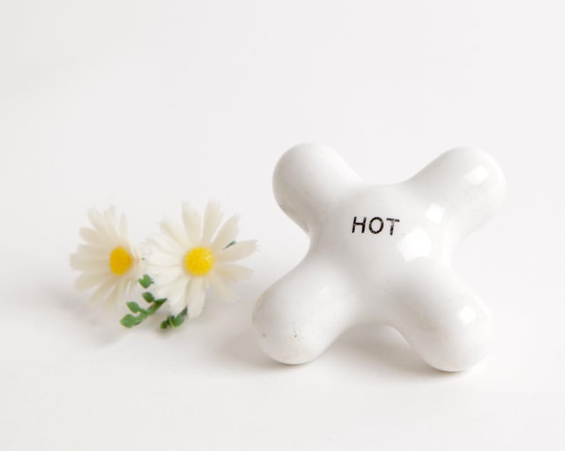 Vintage Porcelain Hot Water Faucet Handle
