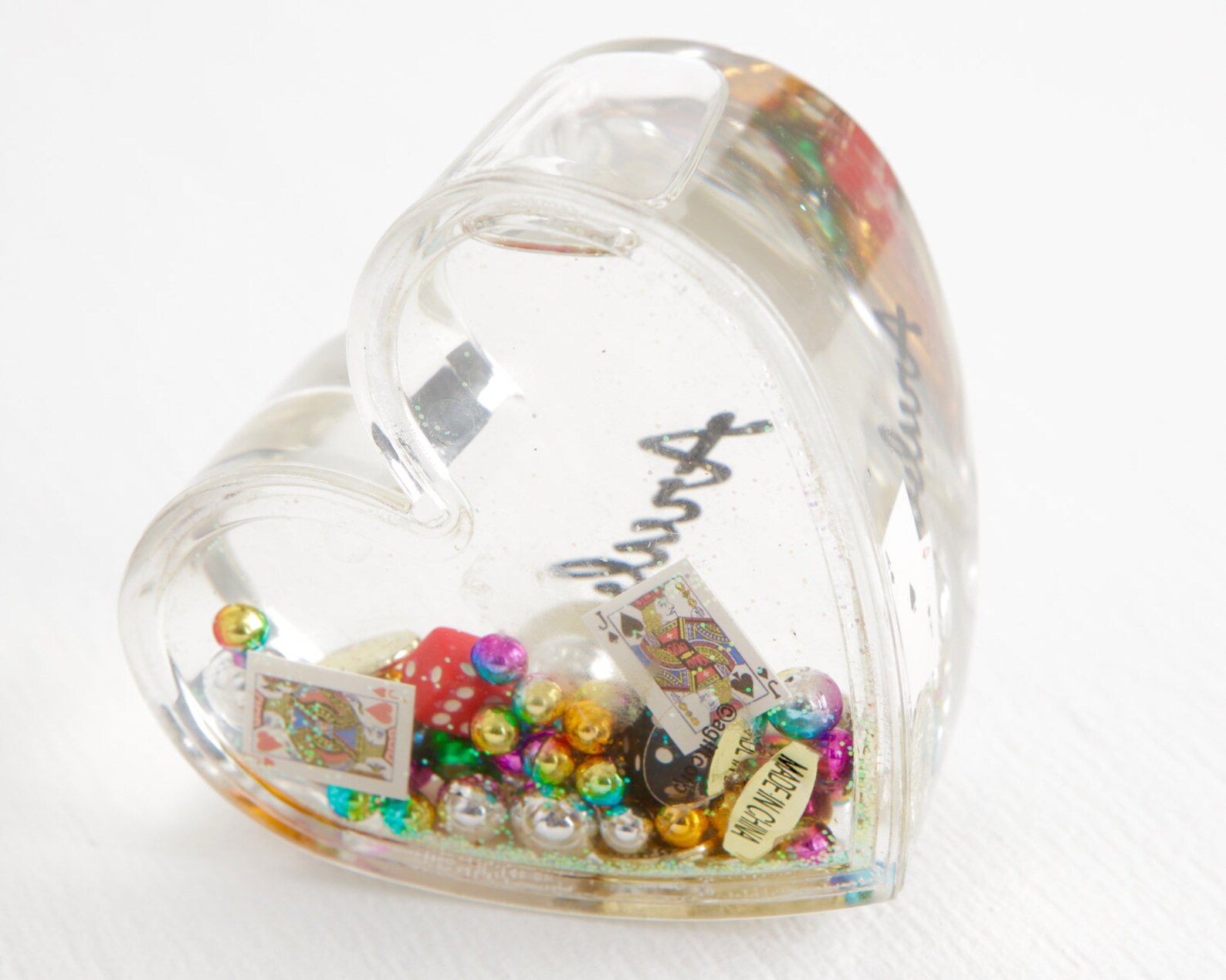 Vintage Acrylic Heart Paperweight with Floating Glitter and Etsy