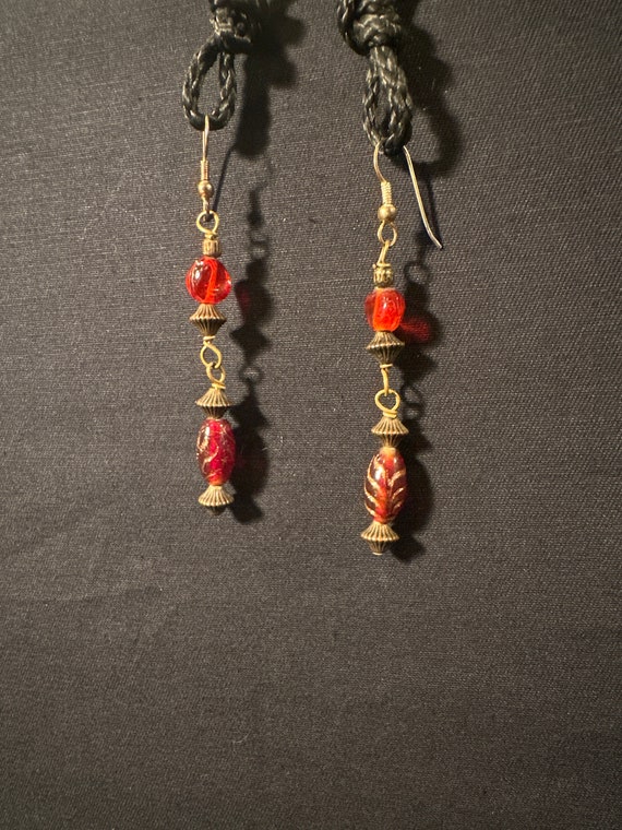 1980s Handmade dangle beaded earrings