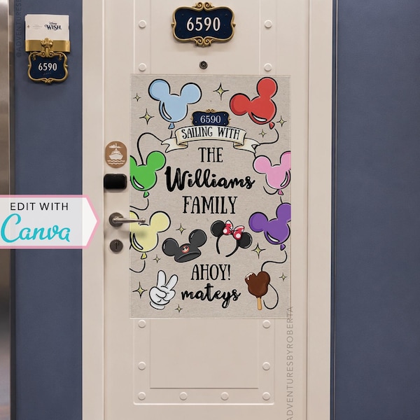 Cruise Door Decorations | Door Poster | Personalized Sign | Canva Template | First Trip | Family Vacation | Ears | Editable Template