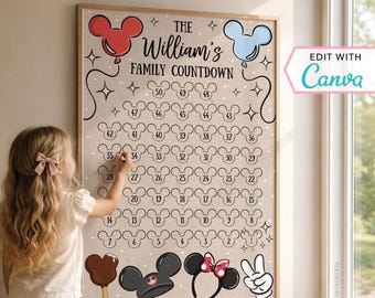 Countdown Poster | WDW Vacation Calendar | Personalized Sign | Canva Template | Family Vacation | Countdown Calendar | Editable Template