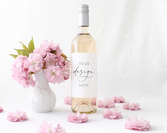 Styled Labels Floral Mockups Product Mock Up Label Mockups Styled Champagne Bottle Mini Champagne Bottle Mockup Purple