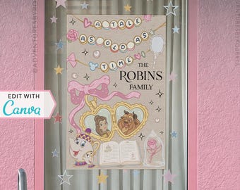 Resort Window Decorations | WDW Hotel Window Decor | Personalized Window Decor | Canva Template | Beauty | Coquette | Editable Template