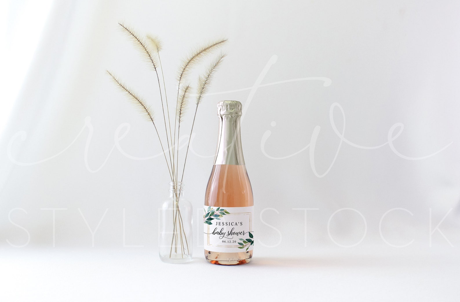 Download Mini Champagne Bottle Mock Up Wild Wheat Natural Styled | Etsy