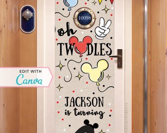 Cruise Door Banner | Cruise Decor | Personalized Cruise Door Decor | Canva Template | 2nd Birthday Cruise | Twodles | Editable Template