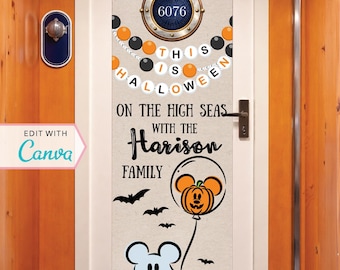 Cruise Door Banner | Cruise Decor | Personalized Cruise Door Decor | Canva Template | Halloween Cruise | Friendship Bracelet | Editable