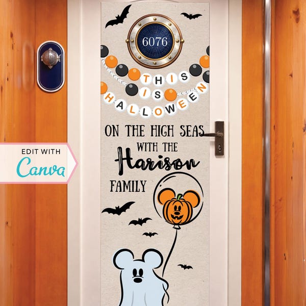 Cruise Door Banner | Cruise Decor | Personalized Cruise Door Decor | Canva Template | Halloween Cruise | Friendship Bracelet | Editable