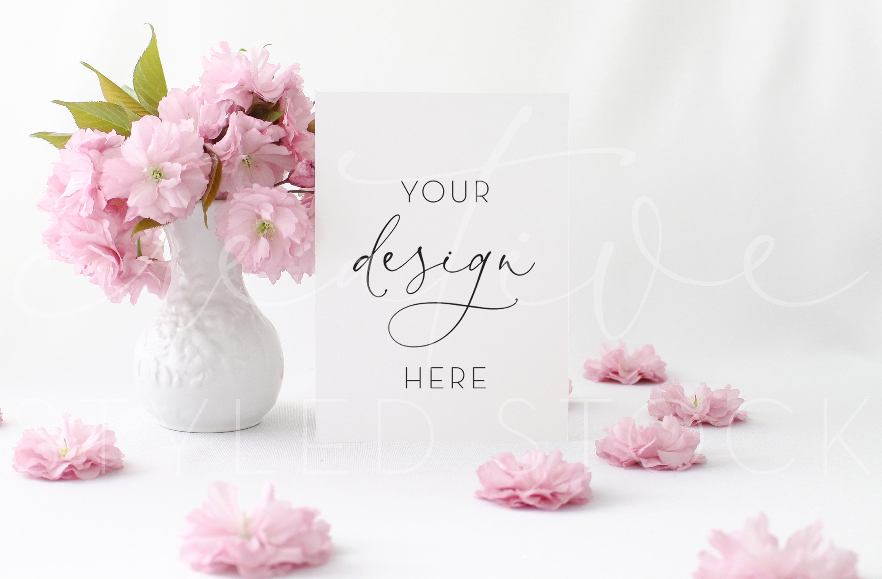 Cherry Blossom Invitation Mockup Floral Styled Stock Photography 5x7 Invite  Styled Invitations Stationery Stock Images Pink - Etsy