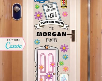 Cruise Door Banner | Cruise Decor | Personalized Cruise Door Decor | Canva Template | Editable | Monsters | Scare | Scream