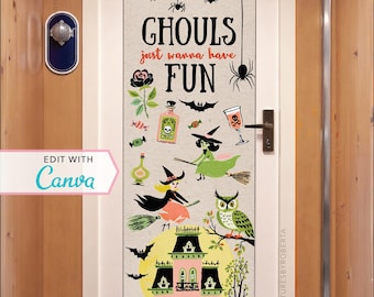 Banner para Porta de Cruzeiro | Decoração de Cruzeiro | Decoração Personalizada para Porta de Cruzeiro | Modelo Canva | Cruzeiro de Halloween | Fantasmas | Viagem entre Amigas | Editável