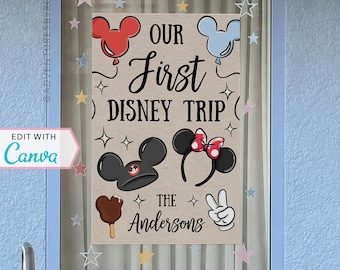 Resort Window Decorations | WDW Hotel Window Decor | Personalized Sign | Canva Template | First Trip | Family Vacation | Editable Template