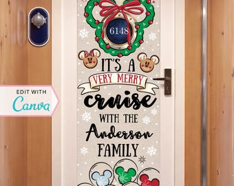 Cruise Door Banner | Cruise Decor | Personalized Cruise Door Decor | Canva Template | Very Merry | Christmas Cruise | Editable Template