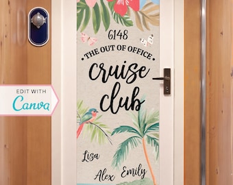 Cruise Door Banner | Cruise Decor | Personalized Cruise Door Decor | Canva Template | Tropical Vacation | Cruise Club | Out of Office
