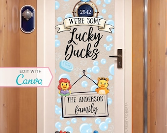 Banner para la puerta del crucero / Decoración para cruceros / Decoración personalizada para la puerta del crucero / Plantilla de Canva / Primer crucero / Patos / Patos de crucero / Editable