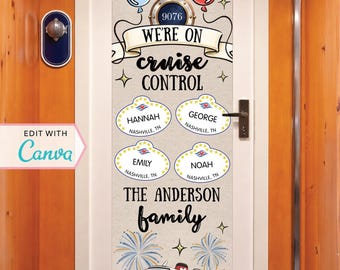 Cruise Door Banner | Cruise Decor | Personalized Cruise Door Decor | Canva Template | First Cruise | Name Tags | Family | Editable Template