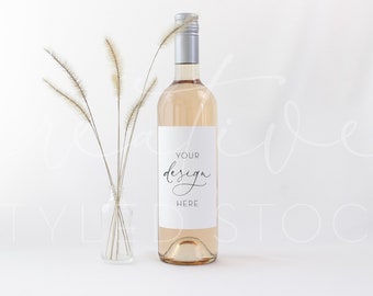 Wine Bottle Mockup - Wild Wheat Styled Stock Photography - Natural Styled Wine Labels - Wine Label Mock Ups - Product Mock Up - Mockups
