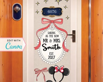 Cruise Door Banner | Cruise Decor | Personalized Cruise Door Decor | Canva Template | Gift For Newlywed | Honeymoon Cruise | Editable