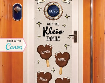Cruise Door Banner | Cruise Decor | Personalized Cruise Door Decor | Canva Template | First Cruise | Ice Cream Bar | Editable Template
