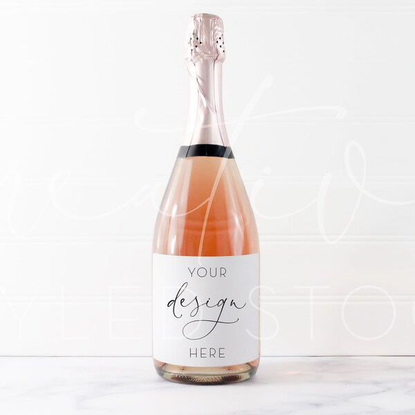 Champagne Bottle Mock Up - Styled Stock Photography - Styled Champagne Labels - Champagne Label Mock Ups - Product Mock Up - Mockups