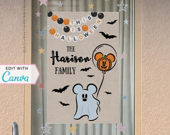 Resort Window Decorations | WDW Hotel Window Decor | Personalized Sign | Canva Template | This Is Halloween | Not So Scary | Template
