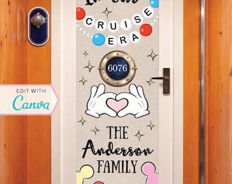 Cruise Door Banner | Cruise Decor | Personalized Cruise Door Decor | Canva Template | First Cruise | In Our Cruise Era | Editable Template