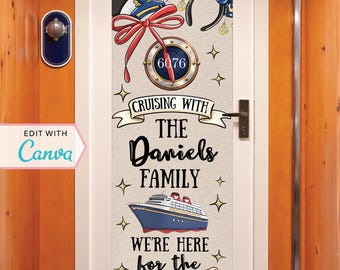 Cruise Door Banner | Cruise Decor | Personalized Cruise Door Decor | Canva Template | First Cruise | Ice Cream | Editable Template | Family