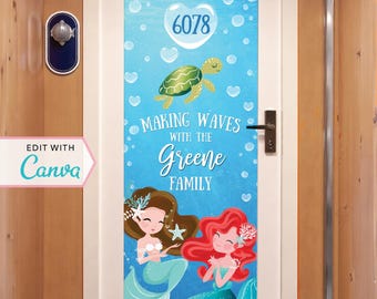 Cruise Door Banner | Cruise Decor | Personalized Cruise Door Decor | Canva Template | Editable | Mermaid | Under The Sea | Princess