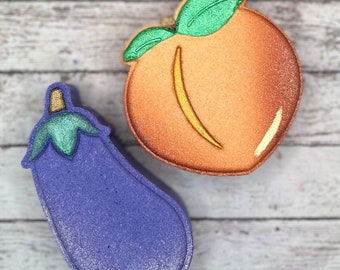 Bombas de baño divertidas / Bombas de baño efervescentes, Bomba de baño de berenjena, Regalos para ella, Bombas de baño con emojis, Bomba de baño de melocotón, Bombas de baño para adultos, Rusted Acre