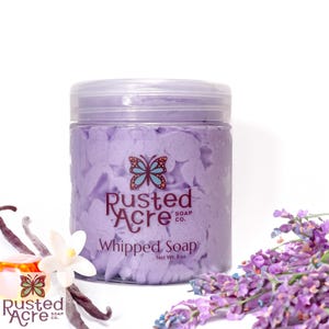 Lavender Whipped Soap – Fluffy Foaming Bath Soap & Shave Cream | Calming Aromatherapy Skincare | Moisturizing Vegan Body Wash | Rusted Acre