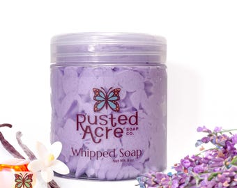 Lavender Whipped Soap – Fluffy Foaming Bath Soap & Shave Cream | Calming Aromatherapy Skincare | Moisturizing Vegan Body Wash | Rusted Acre