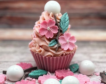 Japanse kersenbloesem cupcakezeep | Bloemen Cupcakezeep | Cadeaus voor mama | Cadeaus voor thuis | Cadeaus voor haar | Ambachtelijke zeep| Cupcakezeep|