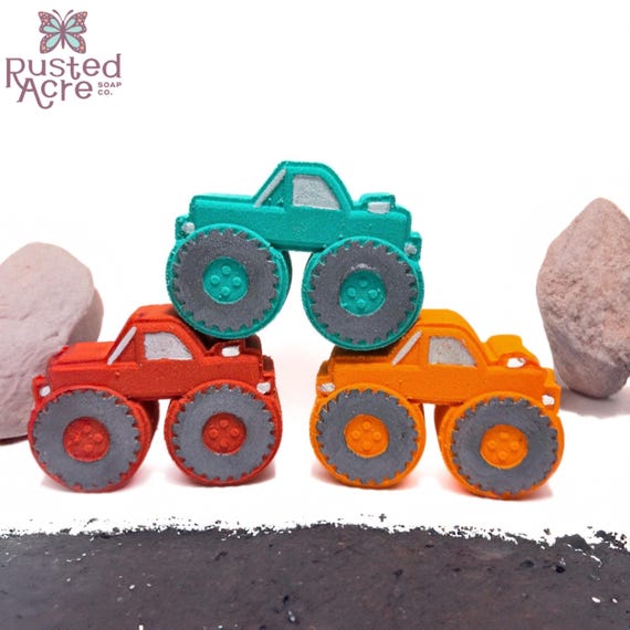 Monster Truck Bath Bomb | Handmade Kids Bath Bomb |  Fun Easter Basket Filler for Kids with a Fruity Scent, Rusted Acre Bath Bombs