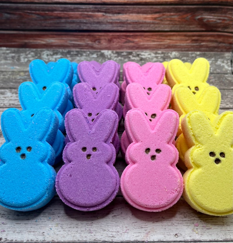 Peep Bath Bombs, Bunny Bath Bombs, Easter Gifts, Easter Gifts for Kids, Easter Basket Fillers, Kids Bath, Cotton Candy Bath Bombs, Set of 4 image 10