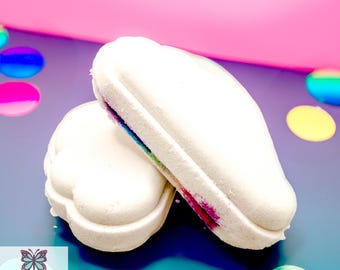 Rainbow Cloud Bath Bomb | Handmade Cloud Shaped Bath Bomb, Surprise Tropical Colors Inside, Perfect Gift for Kids, Fruity Scent