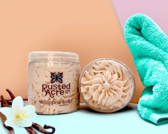 Vanilla Bean Whipped Soap – Fluffy Foaming Body Wash,  Shave Cream | Warm & Sweet Scent | Moisturizing Vegan Skincare | Luxury Bath Gift