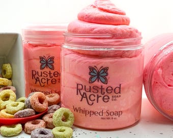 Fruity Cereal Whipped Soap – Fun Foaming Body Wash | Shave Soap | Moisturizing Vegan Soap | Great for Kids, Teens & Fun Bath Lovers