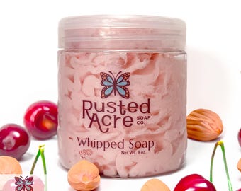 Cherry Almond Whipped Soap – Handmade Foaming Body Wash | Shaving Cream | Moisturizing Vegan Soap with Sweet Cherry & Almond Scent