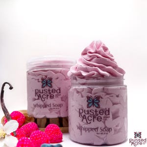 Raspberry Vanilla Whipped Soap, Rusted Acre Soap Co, Premium and Organic Ingredients, Cruelty and Phthalate Free, Whipped Shave Soap, Fruity