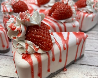 Strawberry CheeseCake Shea Butter Soap | Organic Soap | Gifts for Her |  Soap | Cake Slice Soap| Colorful Soap | Natural Soap |  Cake Soap