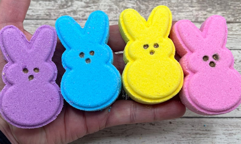 Peep Bath Bombs, Bunny Bath Bombs, Easter Gifts, Easter Gifts for Kids, Easter Basket Fillers, Kids Bath, Cotton Candy Bath Bombs, Set of 4 image 3